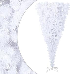 Albero di Natale Artificiale Capovolto con Base Bianco 210 cm