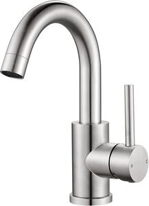 Rubinetto per lavabo in acciaio inossidabile, girevole a 360°, con controllo dell'acqua calda e fredda, finitura in nichel spazzolato