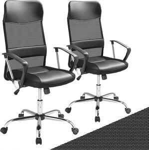 Set di 2 sedie da ufficio ergonomiche, con braccioli, regolabili in altezza e di colore nero