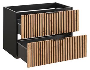 Comad Xilo armadietto 80x46x57 cm sottolavabo sospeso nero-rovere XILO BLACK WOTAN 82-80-D-2S