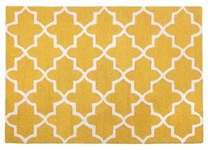 Tappeto tappetino Giallo Lana 140 x 200 cm Traliccio Quadrifoglio Trapuntato a Mano Orientale Trifoglio Marocchino Beliani