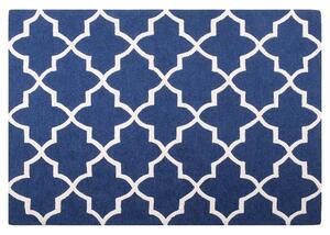 Tappeto tappetino Lana Blu 140 x 200 cm Traliccio Motivo Quadrifoglio Trapuntato a Mano Orientale Trifoglio Marocchino Beliani
