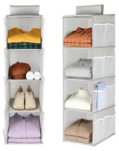 Organizer appeso - Organizer a sospensione - 4 scomparti - 8 tasche laterali - Bambù - 30 x 30 x 120 cm