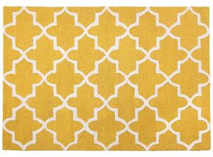 Tappeto tappetino Giallo Lana 160 x 230 cm Traliccio Quadrifoglio Trapuntato a Mano Orientale Marocchino Trifoglio Beliani