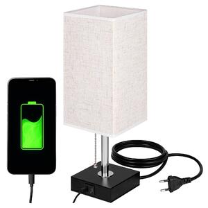 Lampada da comodino MasterLED, attacco E27, nera, con porte USB-A e USB-C, altezza 39 cm