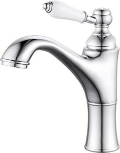 Rubinetto per lavabo cromato con comando monocomando, ideale per il bagno
