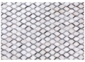 Tappeto tappetino Grigio Pelle 160 x 230 cm Patchwork Pelle Bovina Geometrico Rettangolare Moderno Beliani