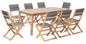 Set da pranzo da giardino Tavolo in legno chiaro di acacia 8 sedie 9 pezzi Beliani