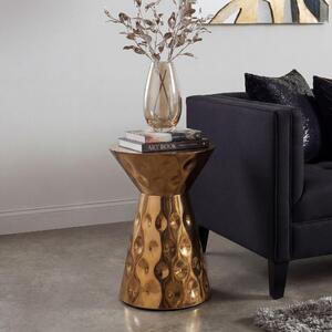 Tavolino ausiliario WOHNLING, alluminio, 36 cm, dorato, rotondo, design moderno. Tavolino in metallo, tavolino da salotto, tavolino per divano, tavolino per il soggiorno, realizzato a mano