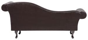 Chaise longue marrone in ecopelle con bottoni imbottiti braccioli arrotolati a versione destra con cuscino Beliani