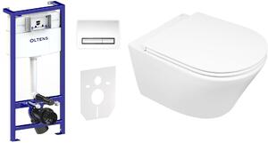 Set modulo di installazione con placca di comando e guarnizione Oltens Triberg 58300100, vaso WC Oltens Jog 42001000, 45102000
