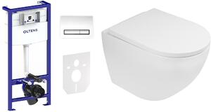 Set modulo di installazione con placca di comando e guarnizione Oltens Triberg 58300100, vaso WC Oltens Hamnes 42013000, 45109000