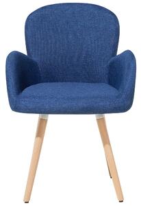 Set di 2 sedie da pranzo rivestimento in tessuto blu gambe in legno chiaro stile moderno eclettico Beliani