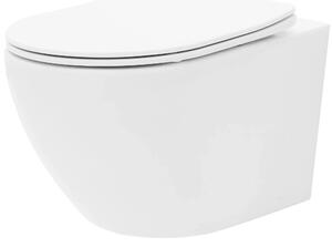 Rea Carlo Mini vaso wc con copriwater a discesa lenta sospeso senza brida bianco lucida REA-C1259