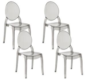 Set di 4 sedie da pranzo nere trasparenti in materiale sintetico con schienale solido senza braccioli impilabili dal design moderno vintage Beliani