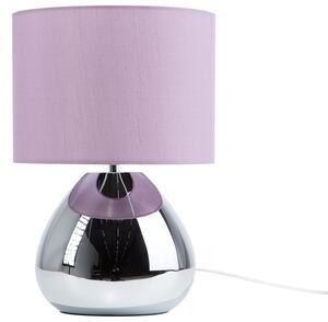 Lampada da Tavolo Metallo Argento 33H cm Base Alta Lucida Paralume paralume in policotone Rosa Glam Beliani