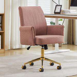 Sedia girevole da ufficio, schienale di altezza media, rivestimento a righe, ergonomica, supporto medio (rosa)