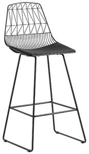 Set di 2 sedie da bar con struttura in acciaio Nero sedile in ecopelle altezza del bancone schienale a doghe design moderno Beliani