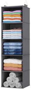 Organizer appendibile per armadio - 5 scomparti - Pieghevole - Grigio - 28 x 28 x 20 cm per scomparto
