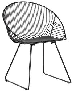 Set di 2 sedie da pranzo con struttura in metallo Nero sedile in ecopelle design industriale moderno Beliani