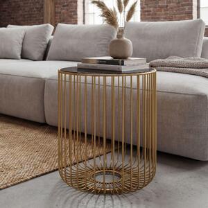 WOHNLING Tavolino in vetro e metallo, 40 cm, dorato, rotondo, tavolino da salotto, tavolino da divano, tavolino da salotto con struttura a rete, tavolino da salotto con struttura a griglia, tavolino da soggiorno, fatto a mano