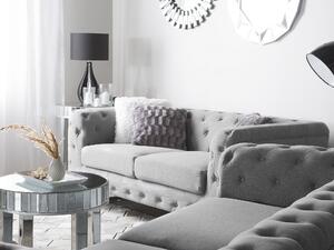 Set divani 5 posti con bottoni trapuntati color grigio chiaro in stile Chesterfield soggiorno Beliani