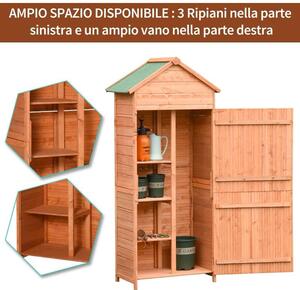 Casetta Box Da Giardino 84x51x188 Cm In Legno Naturale