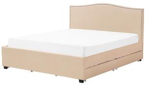Struttura del letto Cassetto imbottito in poliestere beige 180 x 200 cm Design tradizionale Beliani