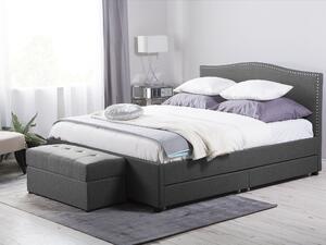 Struttura del letto Cassetto imbottito in tessuto grigio Storage 160 x 200 cm LED Multicolore Design tradizionale Beliani