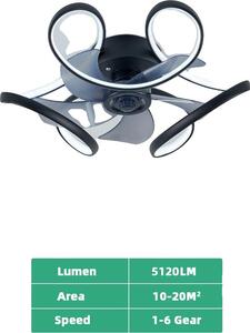 Ventilatore da soffitto, telecomando, doppia modalità di flusso d'aria, nero, dimmerabile tramite app e telecomando