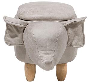 Sgabello per bambini Animal Elephant con contenitore Poggiapiedi per scuola materna in ecopelle grigio chiaro con gambe in legno Beliani