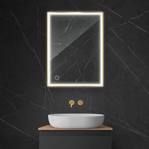 Oltens Nordlis specchio 60x80 cm rettangolare con illuminazione con tappetino riscaldante oro 64105800