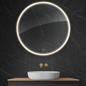 Oltens Nordlis specchio 100x100 cm rotonda con illuminazione con tappetino riscaldante oro 64102800