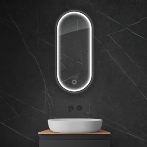 Oltens Nordlis specchio 40x90 cm ovale con illuminazione con tappetino riscaldante nero 64103300