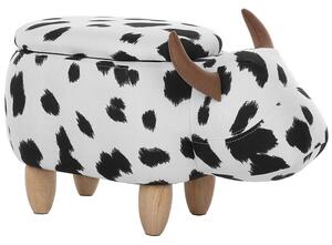 Sgabello per bambini Animale Mucca con contenitore Poggiapiedi per bambini in finta pelle nera e bianca con gambe in legno Beliani