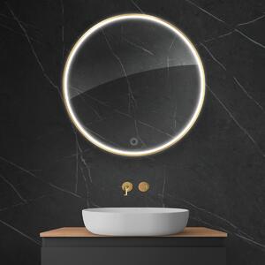 Oltens Nordlis specchio 80x80 cm rotonda con illuminazione con tappetino riscaldante oro 64101800