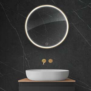 Oltens Nordlis specchio 60x60 cm rotonda con illuminazione con tappetino riscaldante oro 64100800