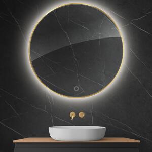 Oltens Nordlis specchio 100x100 cm rotonda con illuminazione con tappetino riscaldante oro 64110800