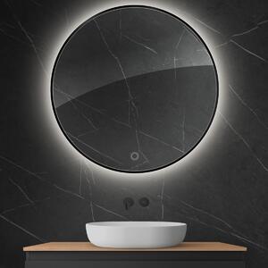 Oltens Nordlis specchio 100x100 cm rotonda con illuminazione con tappetino riscaldante nero 64110300