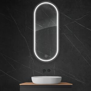 Oltens Nordlis specchio 50x120 cm ovale con illuminazione con tappetino riscaldante nero 64104300