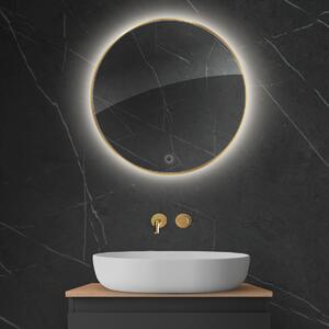 Oltens Nordlis specchio 60x60 cm rotonda con illuminazione con tappetino riscaldante oro 64108800