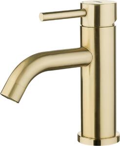 Miscelatore monocomando in acciaio inossidabile dorato per lavabo da bagno