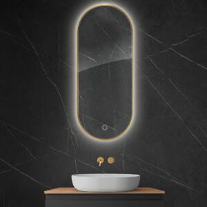 Oltens Nordlis specchio 50x120 cm ovale con illuminazione con tappetino riscaldante oro 64114800