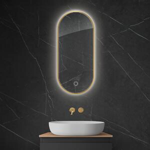 Oltens Nordlis specchio 40x90 cm ovale con illuminazione con tappetino riscaldante oro 64113800
