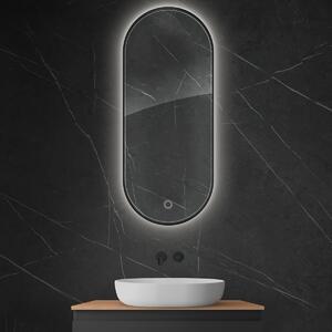 Oltens Nordlis specchio 50x120 cm ovale con illuminazione con tappetino riscaldante nero 64114300