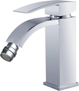 Rubinetto per bidet, finitura argento, miscelatore monocomando, cartuccia Vetroceramica da 40 mm e corpo in ottone