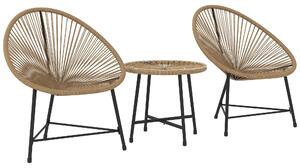 Outsunny set di mobili da giardino in polyrattan, mobili da balcone per esterni per 2 persone
