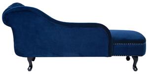 Chaise longue di colore blu versione destra in Velluto abbottonato testa chiodata Stile Chesterfield Beliani