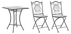 Set bistrot da giardino in mosaico con tavolino 60x60 e sedie pieghevoli Erice Bizzotto - Bizzotto