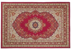 Tappeto per tappetino Tappeto Rosso Tessuto in poliestere Multicolore Motivo orientale floreale Fondo rivestito in gomma 160 x 230 cm Beliani